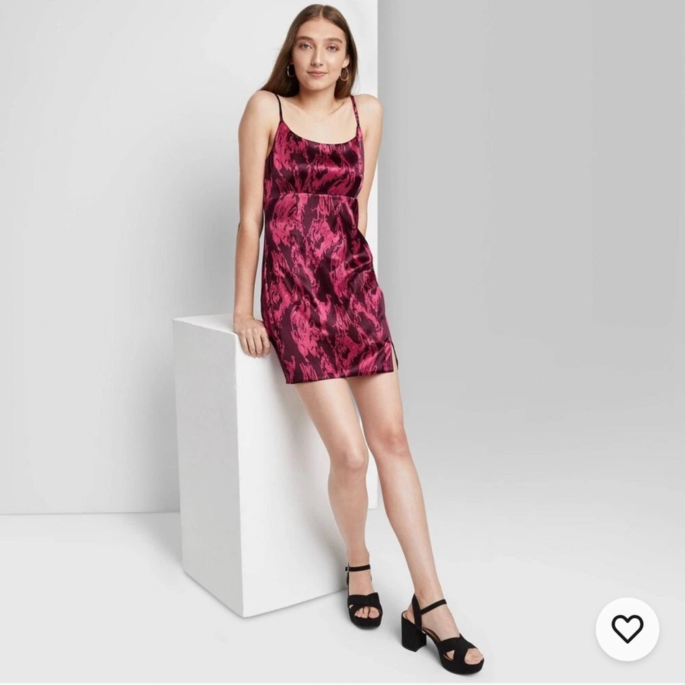 Wild Fable size medium Pink Swirl Notch Slip Mini Dress,party,Y2K,dance,club
